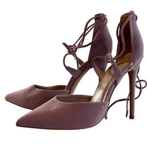 Lulu's women's size 8 1/2 pink stilleto heels w ankle ties night out formal 76